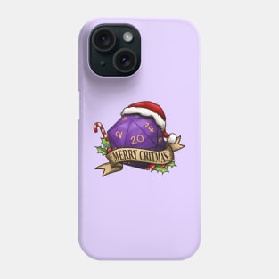 D20 Merry Critmas Dice Purple Phone Case