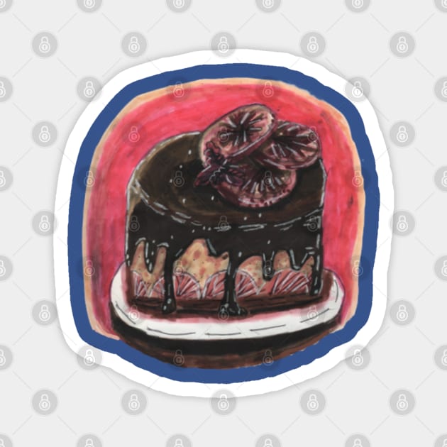 Chocolate Cake with Citrus Magnet by Mila-Ola_Art