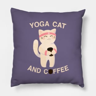 Yoga cat and coffee Pillow