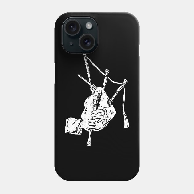 BAGPIPER GRUNGE WHITE Phone Case by Tee Trends