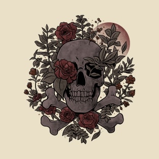 Rest in Leaves - Dark Skull Flowers Nature Goth Gift T-Shirt