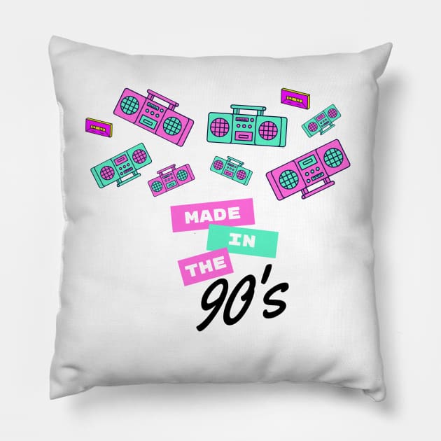 Made In The 90s Pillow by Flamingo Design