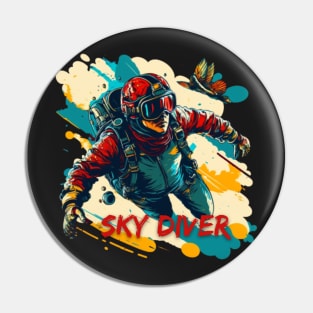 Vintage Skydiving Parachuting Retro Skydiver Pin