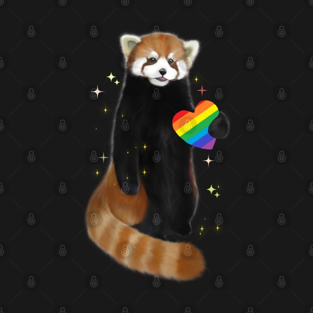 Cute panda with rainbow  heart by Meakm