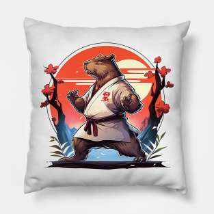 karate capybara Pillow