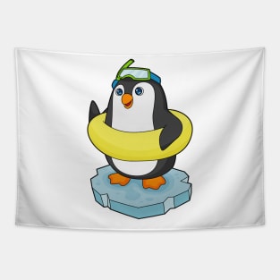 Penguin Ice floe Swimming Lifebuoy Tapestry