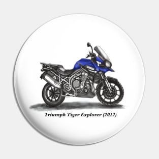 Drawing of Retro Classic Motorcycle Triumph Tiger Explorer Pin
