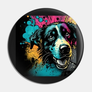 Cosmic Dog Splatter Paint Pin