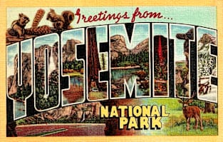 Greetings from Yosemite National Park - Vintage Large Letter Postcard Magnet