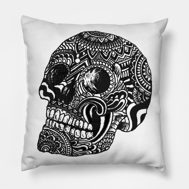 Tibetan skull Pillow by Luke Gray