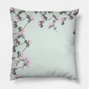 Roses Collage, green, pink, purple, floral, flowers, leaves, botanical, pattern, decor, art, TeePublic Pillow