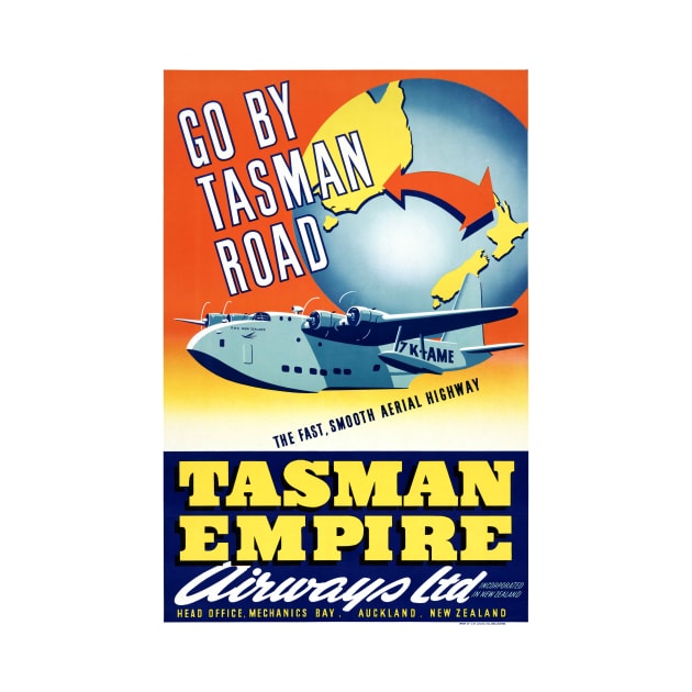 Vintage Travel Poster New Zealand Tasman Empire Airways Ltd. by vintagetreasure