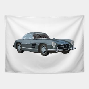 Grey Vintage Sport Car Tapestry