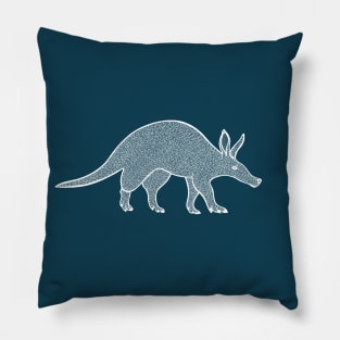 Aardvark Ink Art - cool detailed animal design - on dark blue Pillow