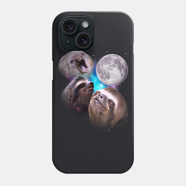 Three Sloths Howl at the Moon Phone Case by darklordpug