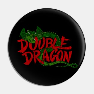 Double dragon distressed logo Pin