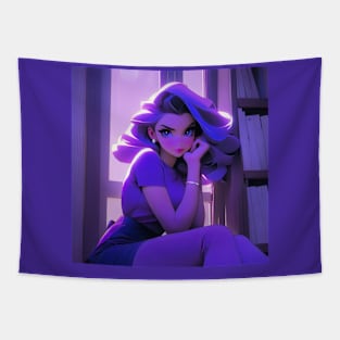 Gorgeous girl in purple aesthetic Tapestry