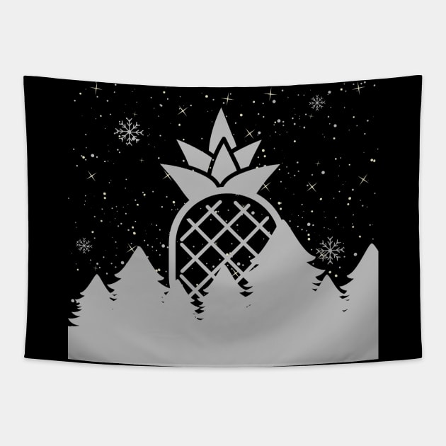 Pineapple Christmas Forest on a Winters Night Tapestry by CreateWhite