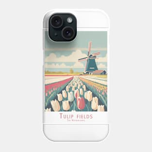 Vintage Retro Dutch Windmill and Tulip Fields Phone Case