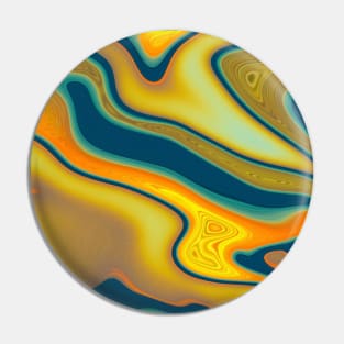 Gold dark green Marble Waves effect Pin