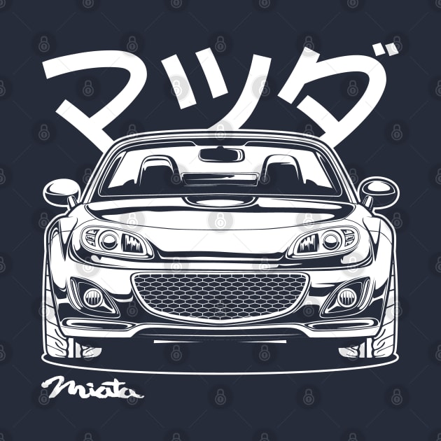 Miata MX-5 Line Art (White Print) by idrdesign