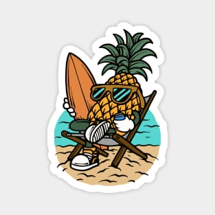 Surfing Pineapple Lounging on the Beach Magnet