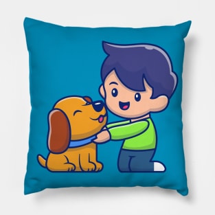 Cute boy with dog Pillow