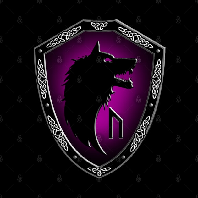 VIKING SHIELD 13 (Wolf with URUZ – Physical Strength, Speed, Untamed Potential) by GardenOfNightmares
