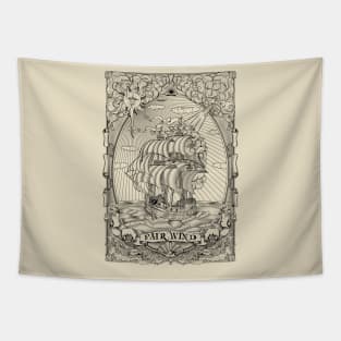 "Fair wind" Marine illustration Tapestry