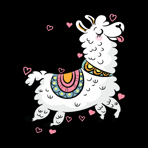 Llama Alpaca design with hearts by HBfunshirts