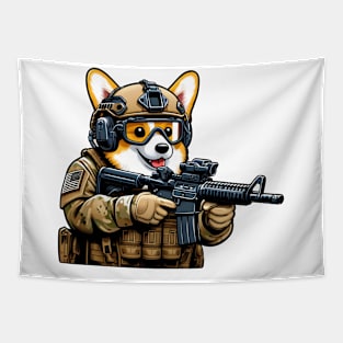 Tactical Corgi Tapestry