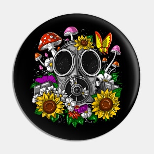 Floral Hippie Gas Mask Pin