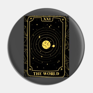 The World Tarot Card and Crystals Graphic Pin