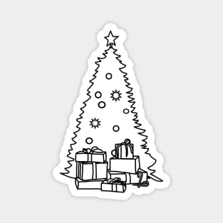 Christmas Tree and Presents Outline Magnet