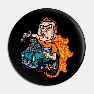 Monster Engine Car Illustration Pin