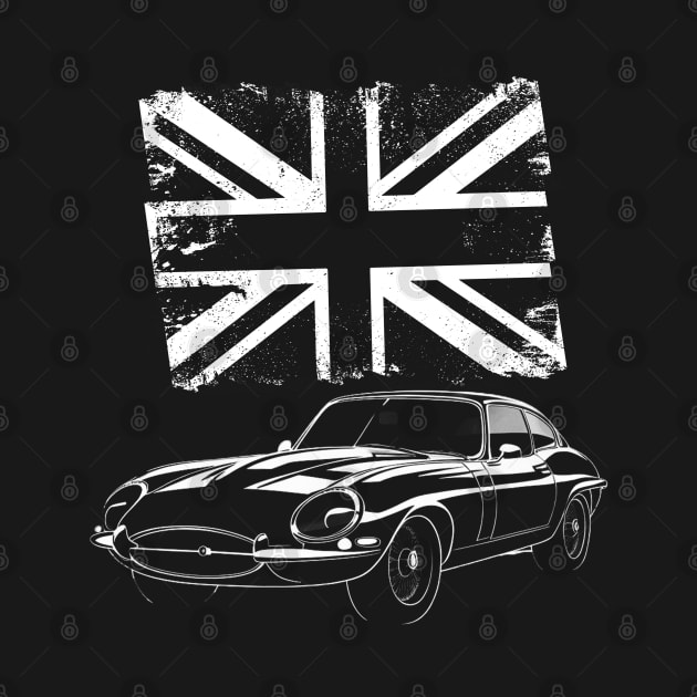 Jaguar E-Type - british flag by Moulezitouna