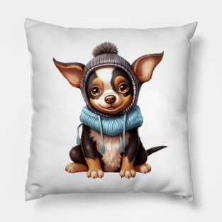Winter Rat Terrier Dog Pillow