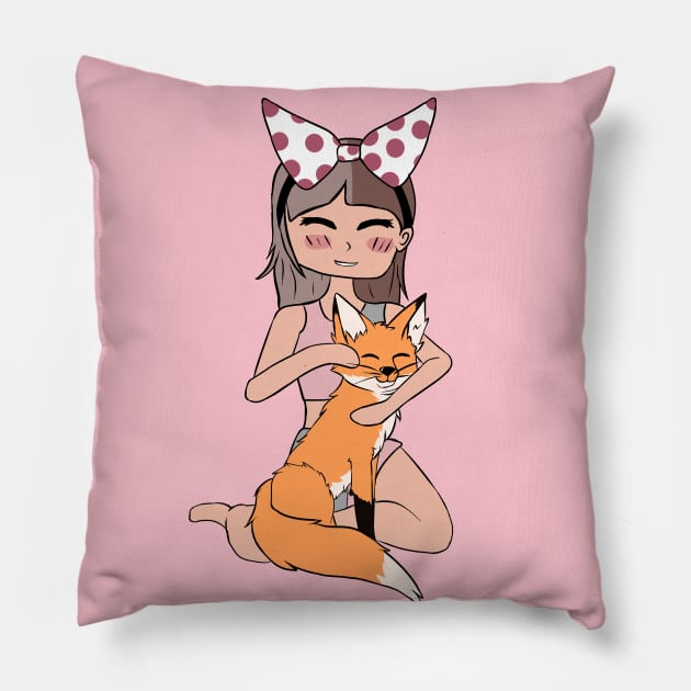 Nori Doll - Animal companions (Fox) Pillow by Baguettea