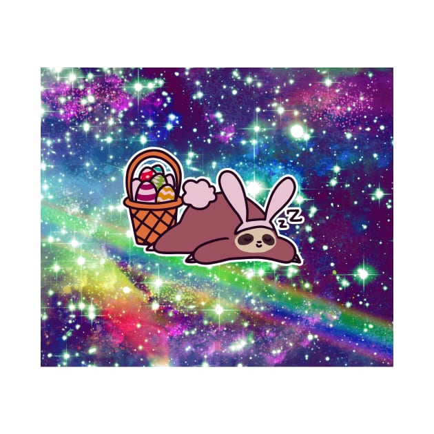 Sleepy Easter Bunny Sloth - Rainbow Space by saradaboru