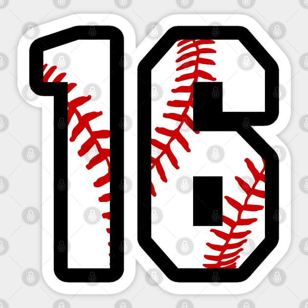 Baseball Number 16 #16 Baseball Shirt Jersey Favorite Player Biggest Fan - Baseball  Number 16 - Sticker