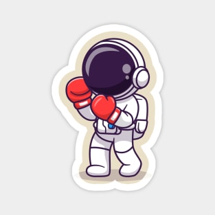 Cute Astronaut Boxing Cartoon Magnet