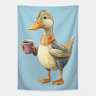 Just a Duck Who Loves Coffee Tapestry