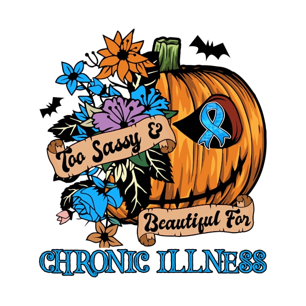 Chronic Illness Awareness - retro halloween scary pumpkin head by Lewis Swope