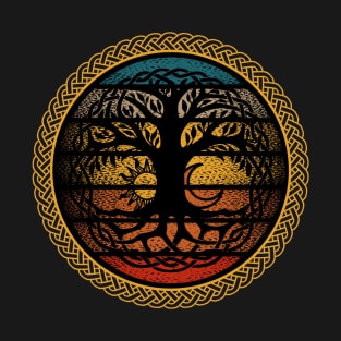 Vintage Tree of Life Sun and Moon Celtic Knots T-Shirt