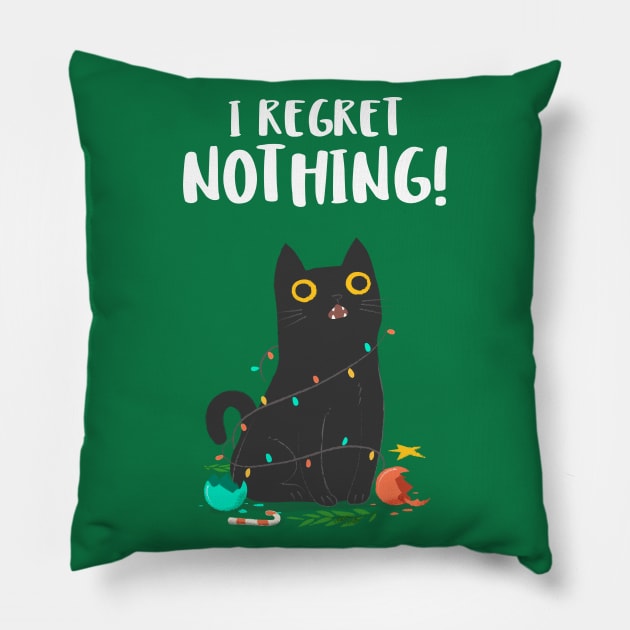 I regret nothing christmas cat Pillow by MadeBySerif