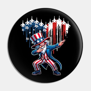 Fighter Jet American Flag 4th Of July Patriotic Dabbing Uncle Sam Pin