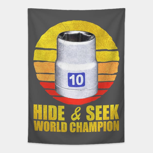 10mm Socket Hide And Seek World Champion Vintage Tapestry by JohnnyxPrint