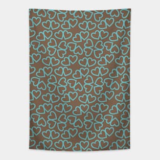 Brown and Blue Hearts Repeated Pattern 088#001 Tapestry