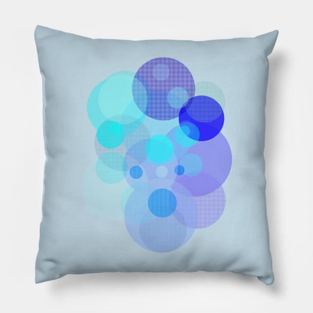 Blue Color Bubbles Design Pillow by Nikokosmos