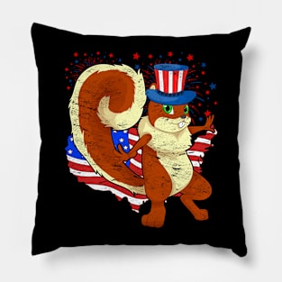 4th Of July Animal Lover US Flag American USA Squirrel Pillow